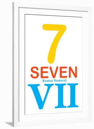 Number 7 with Roman Numeral Banner-null-Framed Art Print