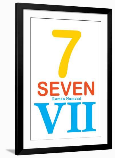 Number 7 with Roman Numeral Banner-null-Framed Art Print