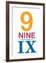 Number 9 with Roman Numeral Banner-null-Framed Art Print