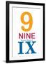 Number 9 with Roman Numeral Banner-null-Framed Art Print