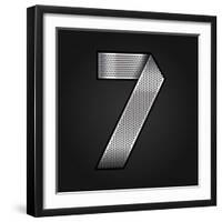 Number Metal Chrome Ribbon - 7 - Seven-Ecelop-Framed Art Print