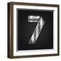 Number Metal Chrome Ribbon - 7 - Seven-Ecelop-Framed Art Print