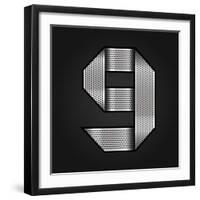 Number Metal Chrome Ribbon - 9 - Nine-Ecelop-Framed Art Print