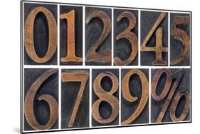 Numbers from Zero to Nine and Percent Symbol-PixelsAway-Mounted Art Print