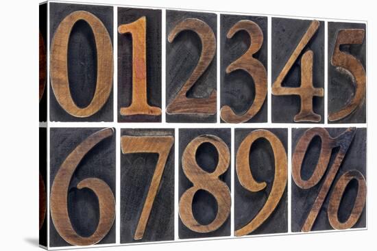 Numbers from Zero to Nine and Percent Symbol-PixelsAway-Stretched Canvas