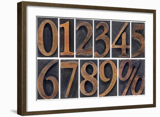 Numbers from Zero to Nine and Percent Symbol-PixelsAway-Framed Art Print