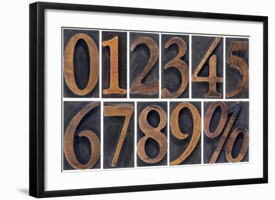 Numbers from Zero to Nine and Percent Symbol-PixelsAway-Framed Art Print