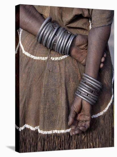 Numerous Decorated Iron Bracelets Worn by a Datoga Woman, Tanzania-Nigel Pavitt-Stretched Canvas