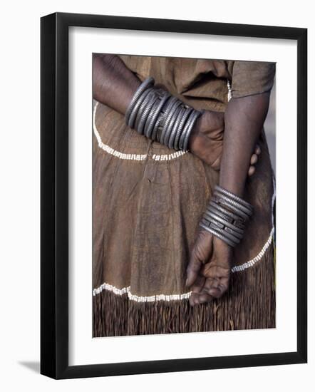 Numerous Decorated Iron Bracelets Worn by a Datoga Woman, Tanzania-Nigel Pavitt-Framed Photographic Print