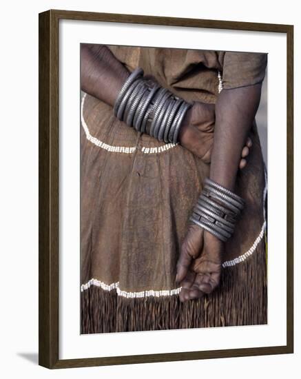 Numerous Decorated Iron Bracelets Worn by a Datoga Woman, Tanzania-Nigel Pavitt-Framed Photographic Print