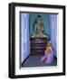 Nun and Statue of the Buddha, Shwedagon Paya (Shwe Dagon Pagoda), Yangon (Rangoon), Myanmar (Burma)-Gavin Hellier-Framed Photographic Print