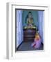 Nun and Statue of the Buddha, Shwedagon Paya (Shwe Dagon Pagoda), Yangon (Rangoon), Myanmar (Burma)-Gavin Hellier-Framed Photographic Print