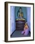 Nun and Statue of the Buddha, Shwedagon Paya (Shwe Dagon Pagoda), Yangon (Rangoon), Myanmar (Burma)-Gavin Hellier-Framed Photographic Print