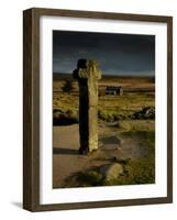 Nun's Cross, with Nun's Cross Farm Behind, Stormy Sky, Dartmoor Np, Devon, UK-Ross Hoddinott-Framed Photographic Print