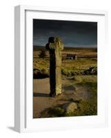 Nun's Cross, with Nun's Cross Farm Behind, Stormy Sky, Dartmoor Np, Devon, UK-Ross Hoddinott-Framed Photographic Print