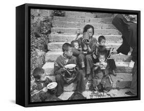 Nuns Administering Care and Food to a Needy Family, During the Famine-null-Framed Stretched Canvas