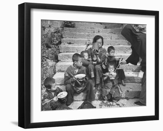 Nuns Administering Care and Food to a Needy Family, During the Famine-null-Framed Photographic Print