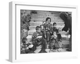 Nuns Administering Care and Food to a Needy Family, During the Famine-null-Framed Photographic Print