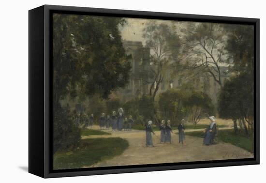 Nuns and Schoolgirls in the Tuileries Gardens, Paris, 1870S-1880S-Stanislas Lepine-Framed Stretched Canvas
