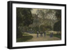 Nuns and Schoolgirls in the Tuileries Gardens, Paris, 1870S-1880S-Stanislas Lepine-Framed Giclee Print