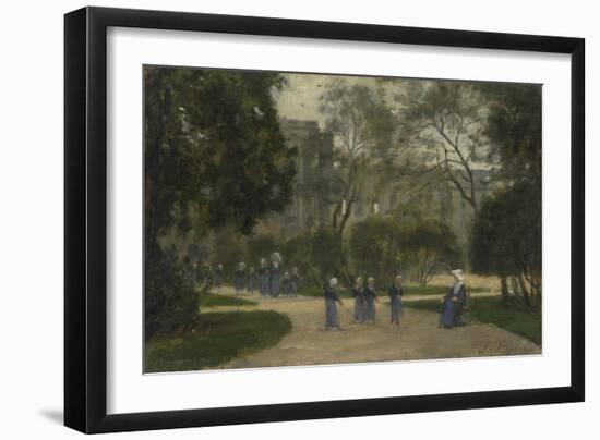 Nuns and Schoolgirls in the Tuileries Gardens, Paris, 1870S-1880S-Stanislas Lepine-Framed Giclee Print