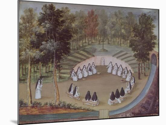 Nuns Meeting in Solitude, from "L'Abbaye de Port-Royal", circa 1710-Louise-Madeleine Cochin-Mounted Giclee Print