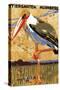 Nurnberg, Germany Zoo Poster With Crane On One Leg-Nurnberg Zoo-Stretched Canvas