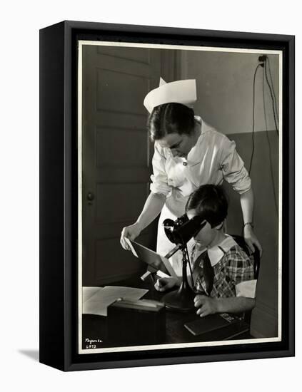 Nurse and a Visually Impaired Girl at the Clinic of the New York Association for the Blind, 114…-Byron Company-Framed Stretched Canvas