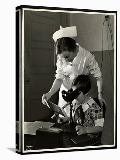 Nurse and a Visually Impaired Girl at the Clinic of the New York Association for the Blind, 114…-Byron Company-Stretched Canvas