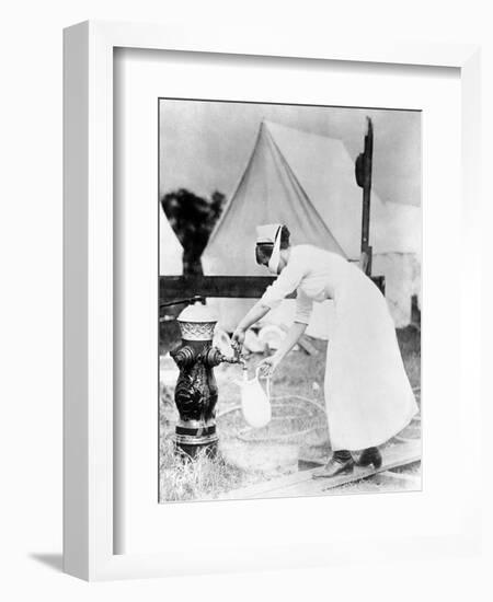 Nurse Collecting Water, USA, 1918-null-Framed Photographic Print