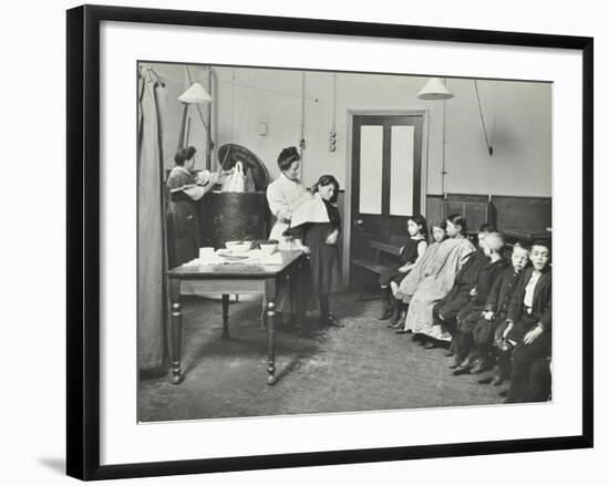 Nurse Cutting Childrens Verminous Hair, Finch Street Cleansing Station, London, 1911-null-Framed Photographic Print