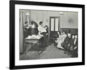 Nurse Cutting Childrens Verminous Hair, Finch Street Cleansing Station, London, 1911-null-Framed Photographic Print