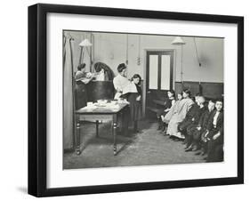 Nurse Cutting Childrens Verminous Hair, Finch Street Cleansing Station, London, 1911-null-Framed Premium Photographic Print