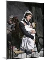 Nurse Holding Sick Child in the Children's Hospital, London, 1880s-null-Mounted Giclee Print