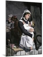 Nurse Holding Sick Child in the Children's Hospital, London, 1880s-null-Mounted Giclee Print