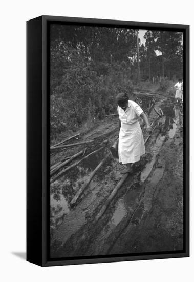 Nurse Maude Callen Carrying Her Medical Bag Along a Muddy Road after Caring for a Patient, 1951-W^ Eugene Smith-Framed Stretched Canvas