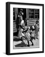 Nurse-Midwife Maude Callen Chatting with 8 and 9 Year Old Sisters Carrie and Mary Jane Covington-W^ Eugene Smith-Framed Photographic Print