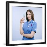 Nurse Pumping a Syringe-Kevin Curtis-Framed Premium Photographic Print
