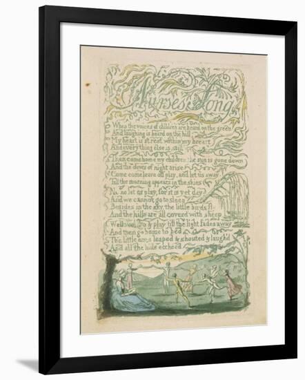 'Nurse's Song,' Plate 18 from 'Songs of Innocence,' 1789-William Blake-Framed Giclee Print