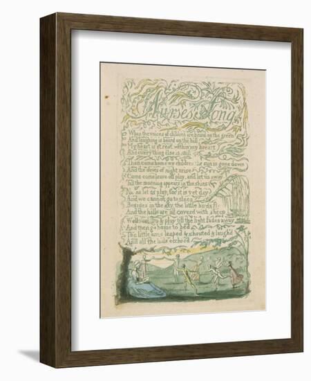 'Nurse's Song,' Plate 18 from 'Songs of Innocence,' 1789-William Blake-Framed Giclee Print