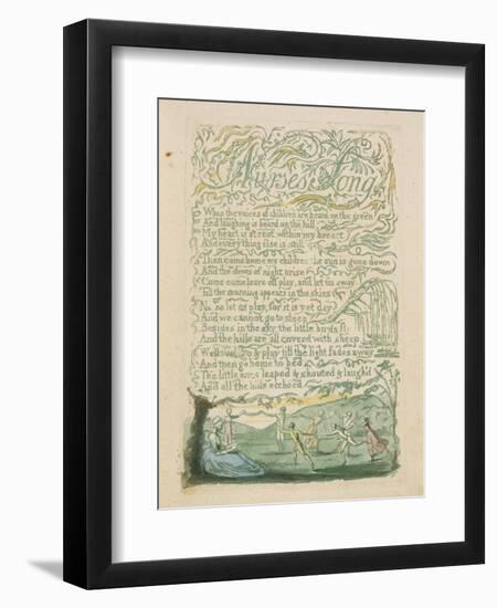 'Nurse's Song,' Plate 18 from 'Songs of Innocence,' 1789-William Blake-Framed Giclee Print