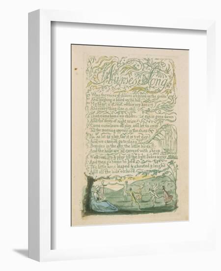 'Nurse's Song,' Plate 18 from 'Songs of Innocence,' 1789-William Blake-Framed Giclee Print