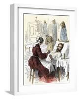 Nurse Treating a Wounded Soldier in a Civil War Hospital-null-Framed Giclee Print