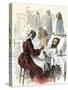 Nurse Treating a Wounded Soldier in a Civil War Hospital-null-Stretched Canvas