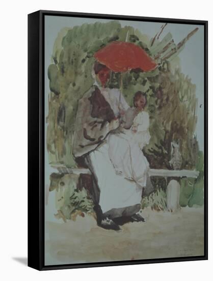 Nurse with a Child-Konstantin Andreyevich Somov-Framed Stretched Canvas