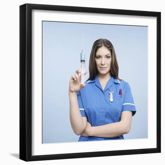 Nurse with Syringe-Kevin Curtis-Framed Premium Photographic Print