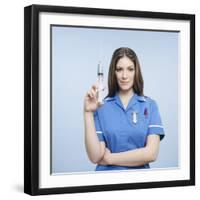 Nurse with Syringe-Kevin Curtis-Framed Premium Photographic Print