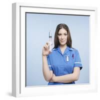 Nurse with Syringe-Kevin Curtis-Framed Premium Photographic Print