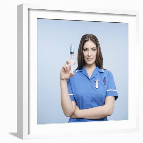 Nurse with Syringe-Kevin Curtis-Framed Premium Photographic Print