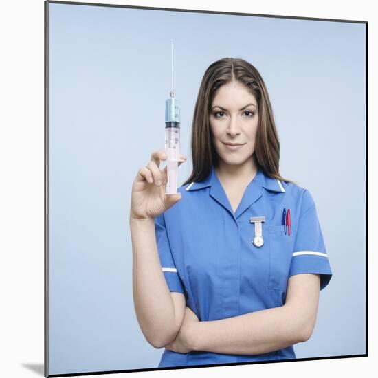 Nurse with Syringe-Kevin Curtis-Mounted Premium Photographic Print